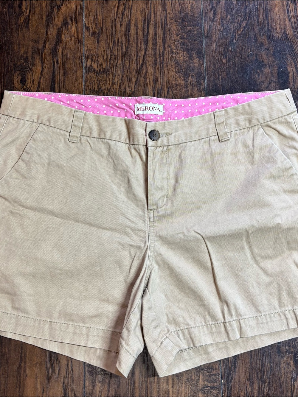 Merona Beige Women's khaki Cotton Shorts Size 12 with pockets
